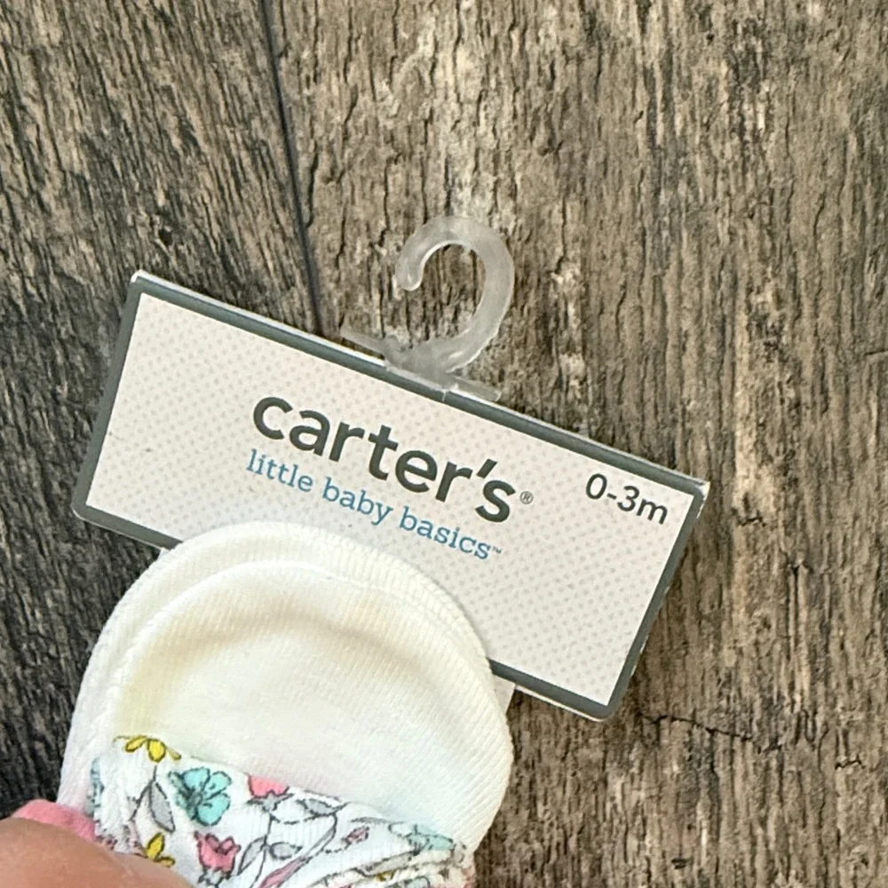 Carter's Baby girl 3-Pack Scratch Mittens (0-3 MONTHS) cotton pink new